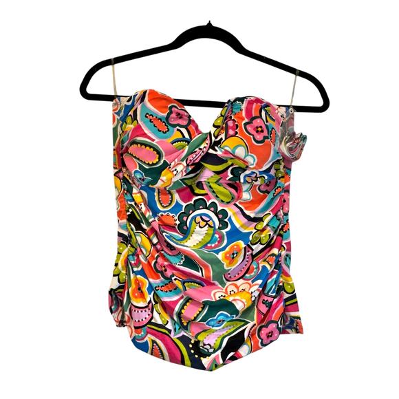 Bleu by Rod Beattie Printed Twist Bandeau Tankini Top Size 12 Multicolor NWT - Picture 8 of 12